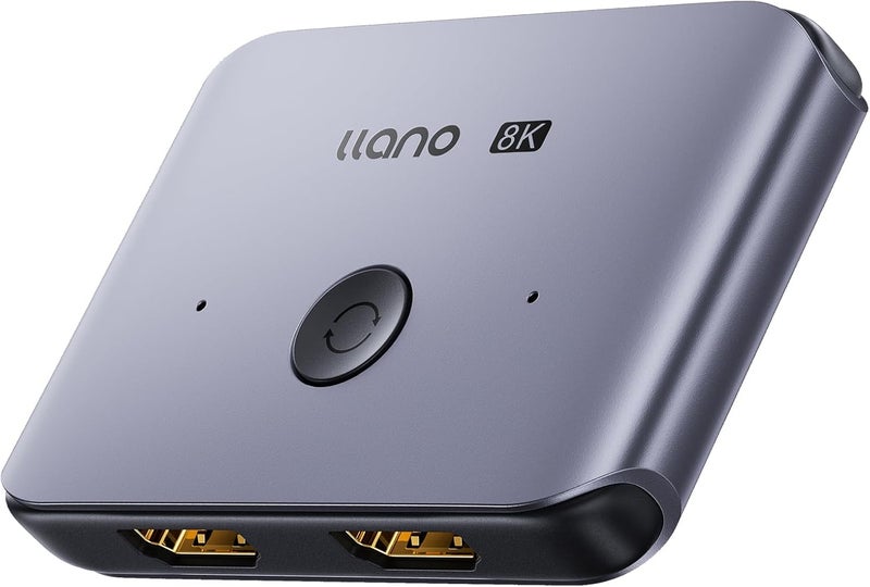 llano HDMI 2.1 Switch 2 in 1 Out 8K@60Hz 4K@120Hz, HDMI Switcher 48Gbps Bidirectional, Supports VRR HDR10 Dolby Atmos, for PS5 Xbox Apple TV Roku Switch 2, Aluminum Alloy Case - Image 1